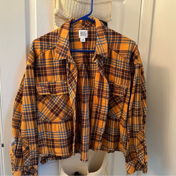 BDG Tops - BDG Yellow and Blue Plaid Shirt